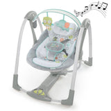 INGENUITY balancelle électrique pliable Swing and Go Hugs & Hoots- cadeau bébé, 5 vitesses de balancement, mélodies