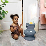 INGENUITY Mini Toilette enfant avec Réducteur de Toilette inclus, Chasse d'eau musicale et rangement lingette intégré Bleu
