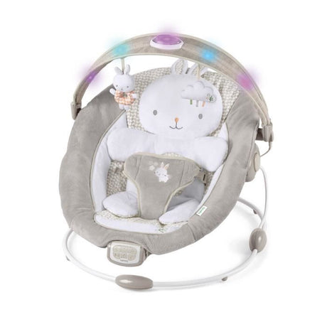 INGENUITY Transat bébé confort Petit Lapin, Arche d'éveil lumineuse, Coussin réducteur amovible, cadeau bébé