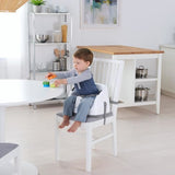 INGENUITY Réhausseur de chaise bébé enfant de 6 mois a 3 ans, Base 2 en 1 Gris, plateau amovible, rangement et nettoyage facile
