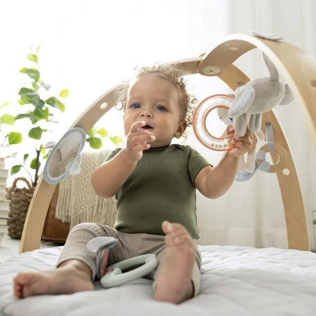 INGENUITY Tapis d'éveil réversible  bébé évolutif - Loamy™ -  pliable, arche de jeu en bois amovible, 5 jouets,cadeau bébé
