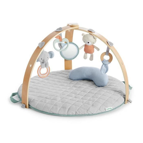 INGENUITY Tapis d'éveil réversible  bébé évolutif - Loamy™ -  pliable, arche de jeu en bois amovible, 5 jouets,cadeau bébé