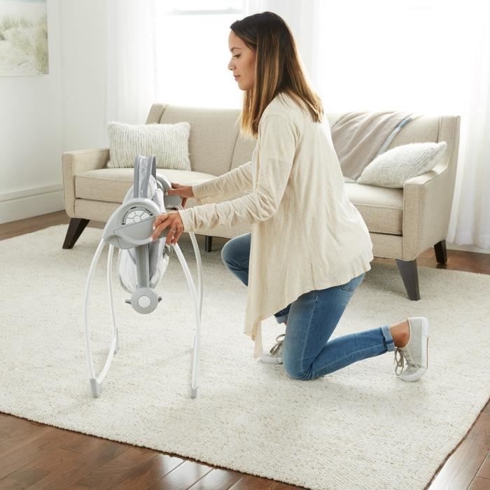 INGENUITY Transat pour bébé Balancelle électrique pliable - Petit Mouton - Arche et jouets amovible, Cadeau Noel bébé