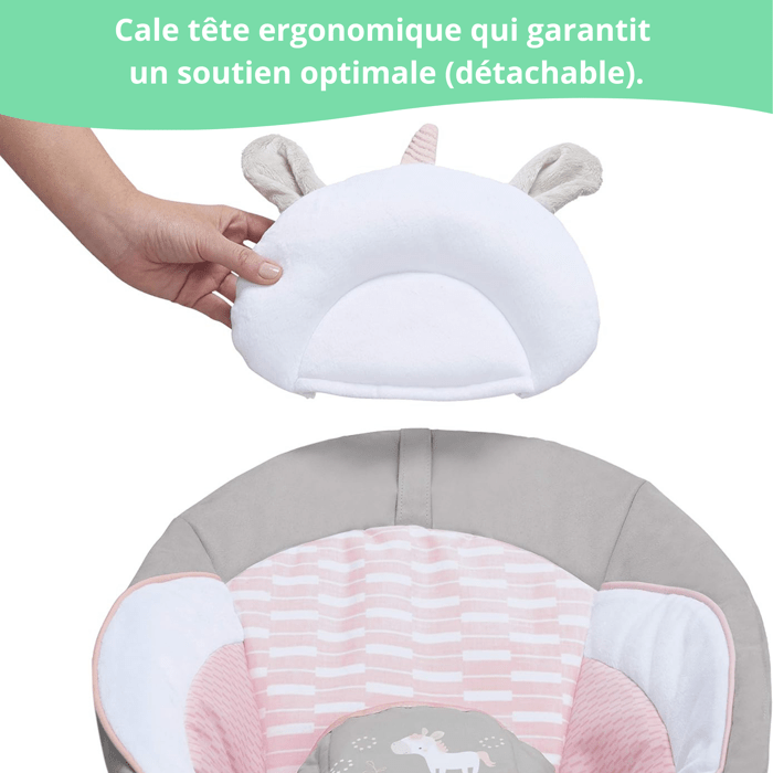 INGENUITY Transat pour bébé - Flora - Arche avec jouets d'éveil amovible, 8 Mélodies, Vibrations apaisantes, cadeau bébé