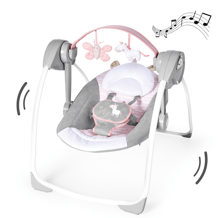 INGENUITY Transat pour bébé balancelle électrique pliable - Flora - Arche, cadeau bébé, réglages balancement, minuterie