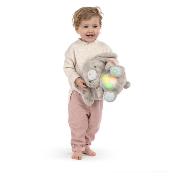 INGENUITY Doudou bébé lapin Sylvi, peluche, mélodies et vibrations apaisantes, lumineux, cadeau noel bébé