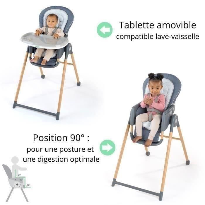 INGENUITY Chaise haute 7 en 1  de la naissance jusqu'a 5 ans Proper Positioner - Chambray- Transat bébé, réhausseur, siege