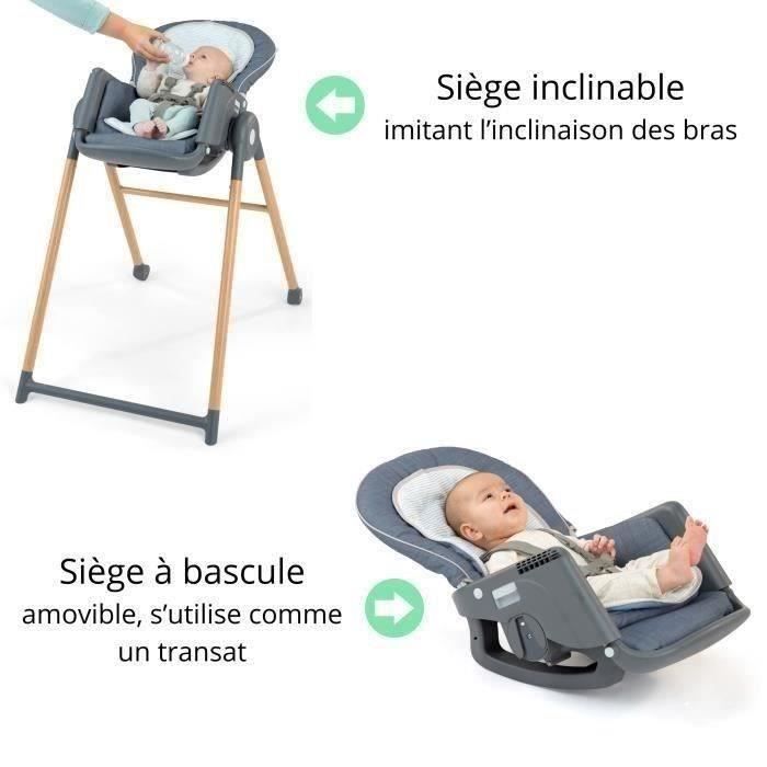 INGENUITY Chaise haute 7 en 1  de la naissance jusqu'a 5 ans Proper Positioner - Chambray- Transat bébé, réhausseur, siege