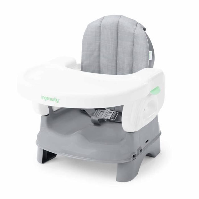 INGENUITY Rehausseur de chaise deluxe pliable gris, nomade avec tablette et sangles inclus