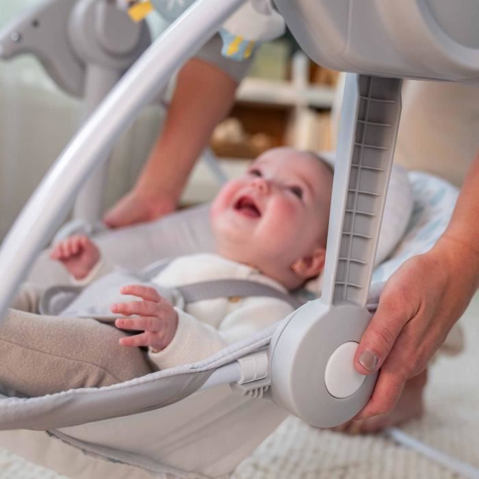 INGENUITY Transat bébé balancelle électrique pliable EndlessBloom, arche jouets, réglages balancement, minuterie, inclinaison