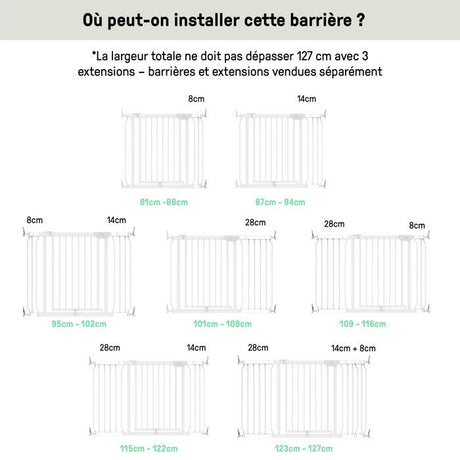 INGENUITY Barriere de sécurité sans perçage- Easy Install- de 73 a 80 cm - pression, sans vis ni perçage, enfant, bebe, escalier