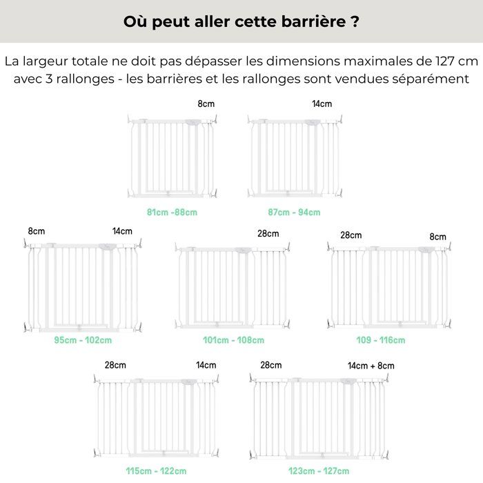 INGENUITY Extension Barrieres de Sécurité 8cm - adaptée pour la barriere Easy Install