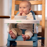 INGENUITY Rehausseur de chaise deluxe pliable turquoise, nomade avec tablette et sangles inclus