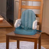 INGENUITY Rehausseur de chaise deluxe pliable turquoise, nomade avec tablette et sangles inclus