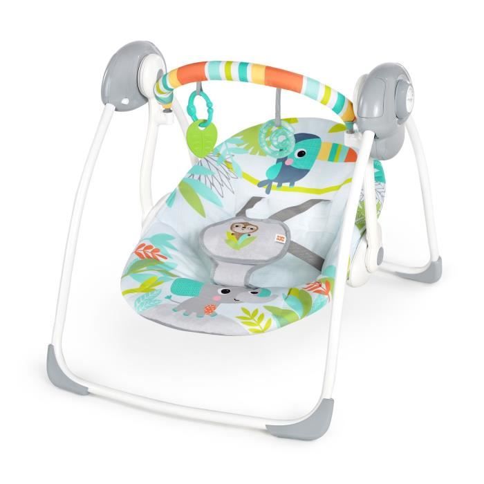 BRIGHT STARS Transat bébé balancelle électrique pliable Toucan arche jouets amovible, réglages balancement, minuterie