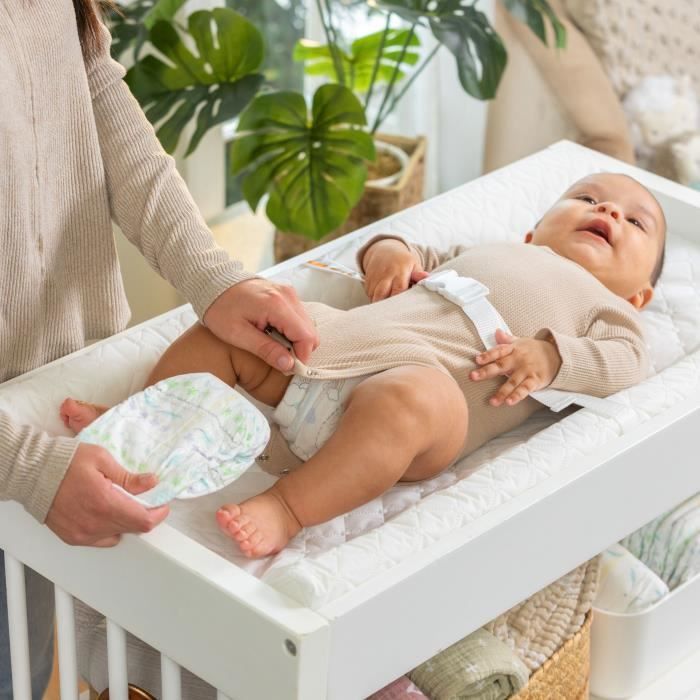 INGENUITY Matelas a langer bébé avec rebords et ceinture de sécurité, imperméable, housse 100% coton incluse