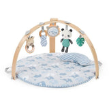 INGENUITY Tapis d'éveil bébé pliable Cosy Spot Elephant,coussin reversible, arche de jeux en bois, miroir et jouets sensoriels bébé