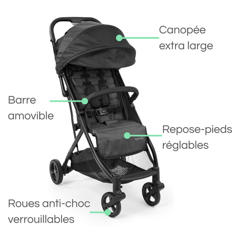 INGENUITY Poussette ultra compacte 3Dquickclose, légere, des la naissance jusqu'a 4 ans,0 a 22.7 kg, couverture de pluie inclus
