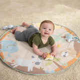 INGENUITY Tapis d'éveil bébé pliable WonderWood, rond avec arche de jeux en bois, mirroir et jouets bébé