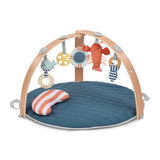 INGENUITY Tapis d'éveil réversible bébé évolutif - Marin - pliable, arche de jeu en bois amovible, 5 jouets, miroir, coussin