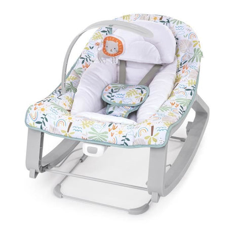 INGENUITY Transat bébé bascule évolutif 3-en-1 Keep Cozy -Tropical Rainbow- 3 Positions: arche avec jouets amovible, jusqu'a 18 kg