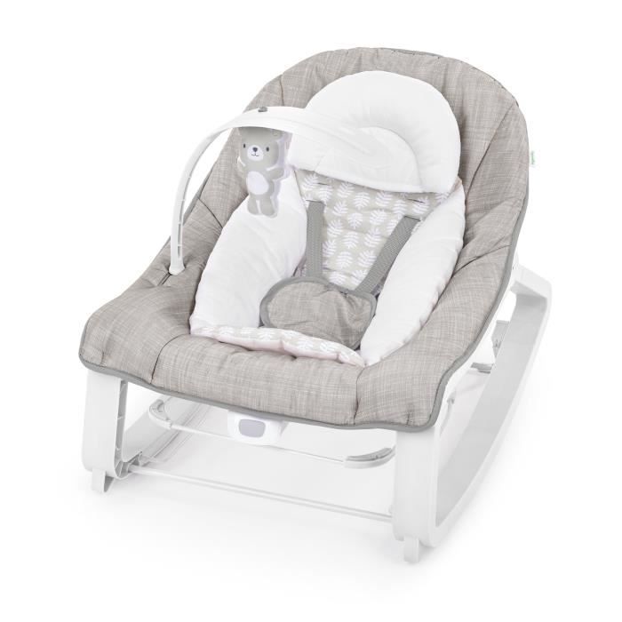 INGENUITY Transat bébé bascule évolutif 3-en-1 Keep Cozy -Linden- 3 Positions: arche avec jouets peluches amovible, jusqu'a 18 kg