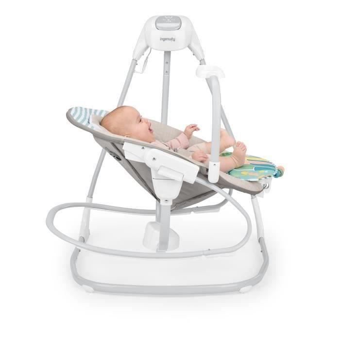INGENUITY Balancelle électrique et transat a bascule 4 en 1 Sylvi. Evolutif avec un jeu piano bébé inclus