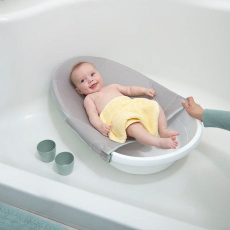 INGENUITY Baignoire bébé évolutive, extra-large avec transat bébé hamac en tissu doux et support bébé assis de 0 a 24 mois