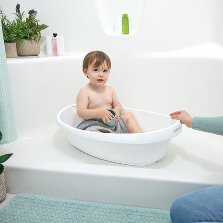 INGENUITY Baignoire bébé évolutive, extra-large avec transat bébé hamac en tissu doux et support bébé assis de 0 a 24 mois
