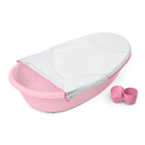 INGENUITY Baignoire bébé évolutive rose, extra-large, transat bébé hamac en tissu, support bébé assis, 2 jeux d'eau de 0 a 24 mois