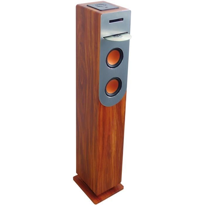 Tour de son Lecteur CD Bluetooth INOVALLEY HP34-CD-WOOD - 100W - USB - Bois et gris