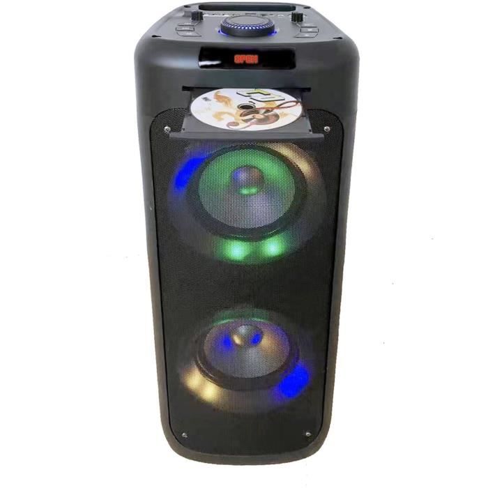 Enceinte bluetooth karaoké - INOVALLEY - MS06CD - 1000W - Bluetooth 5.0 - Lecteur CD - RGB - Radio FM - USB 2.0 - micro SD - Karaoké