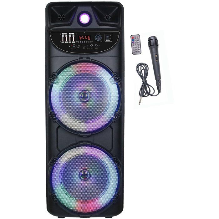 Enceinte nomade - INOVALLEY - MS02-XXL-N - Lumineuse - 1000 W - Bluetooth - Autonomie 2 a 3 heures - Fonction karaoké