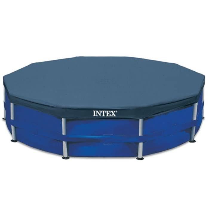 Bâche de protection pour piscine ronde Intex 28031 - Diametre 3,66m - Rabat 25cm - PVC - Bleu