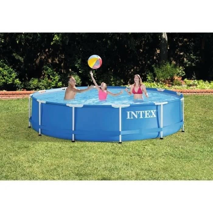 Kit Piscine hors sol tubulaire INTEX - Metal Frame - 366 x 76 cm - Ronde (LivrÈe avec pompe et cartouche) - 28212NP