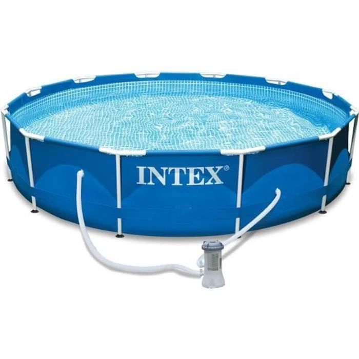 Kit Piscine hors sol tubulaire INTEX - Metal Frame - 366 x 76 cm - Ronde (LivrÈe avec pompe et cartouche) - 28212NP