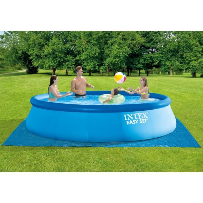 Kit Piscine hors sol autoportante INTEX - Easy Set - 457 x 107 cm - Ronde (Pompe, bâche, tapis de sol, échelle) - 26166NP