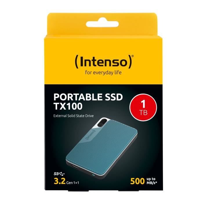 Disque dur externe - INTENSO - TX100 - 1 To - USB-C 3.2 Gen 1x1 - SSD Externe