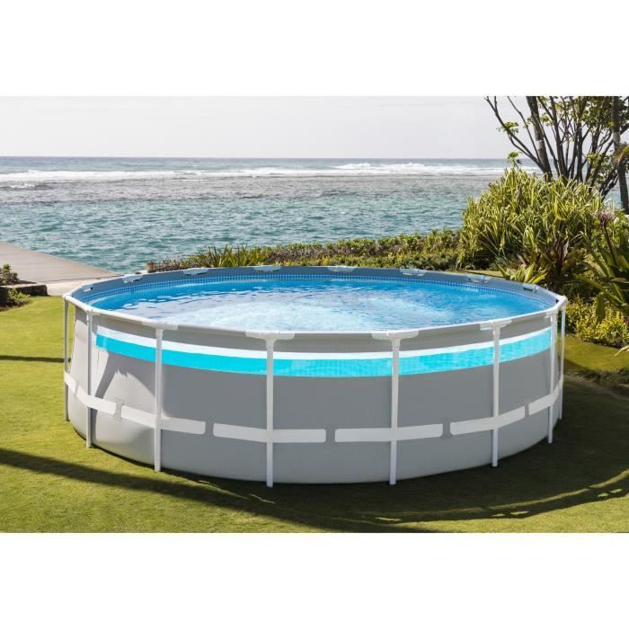 Kit Piscine hors sol tubulaire INTEX - Pris Frame - 488 x 122 cm - Ronde (Pompe, b‚che, tapis de sol et Èchelle) - 26730NP