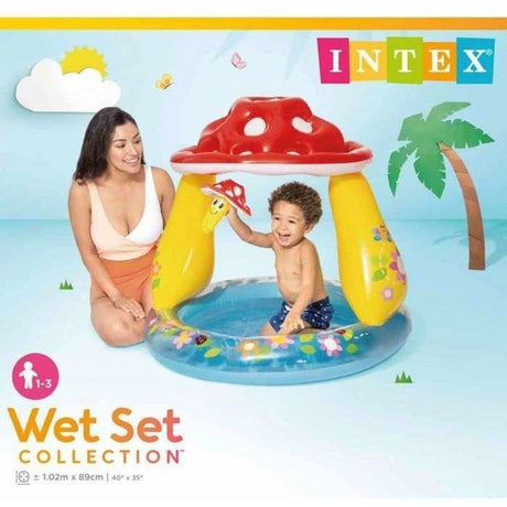 Piscine gonflable enfant INTEX - Pataugeoire carrée champignon - 102x89 CM - 45 litres