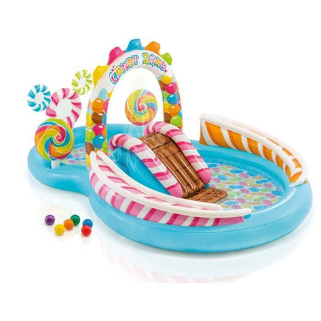 Aire de jeux Piscine enfant gonflable - INTEX - Royaume des bonbons - 295 x 191 x 130 cm