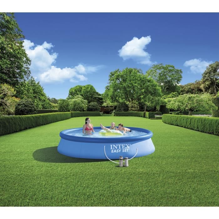 Kit Piscine hors sol autoportante INTEX - Easy Setô - 396 x 84 cm - Ronde (LivrÈe avec une pompe et cartouche) - 28142NP