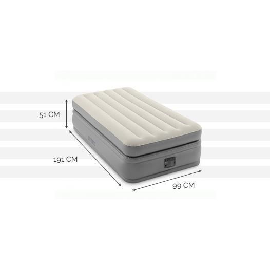 INTEX Matelas PRIME COMFORT FIBER TECH 99x191 - Gonflable - Fermeté réglable - 51 cm - Electrique - 1 personne