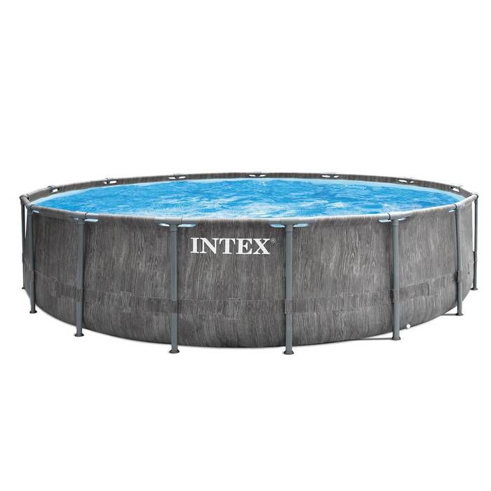 Kit Piscine hors sol tubulaire INTEX - Pris Frame - 457 x 122 cm - Ronde (Pompe, bâche, tapis de sol et échelle) - 26742NP