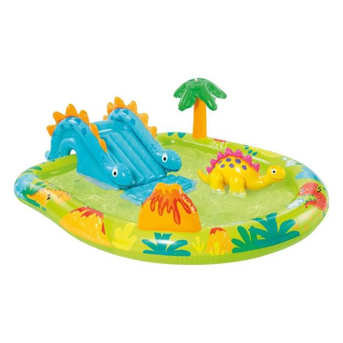 Aire de jeux gonflable - INTEX - Petit Dino - 143 Litres - 2 ans+ - 191 x 152 x 58 cm - Inclus : toboggan, fontaine, dino gonflable