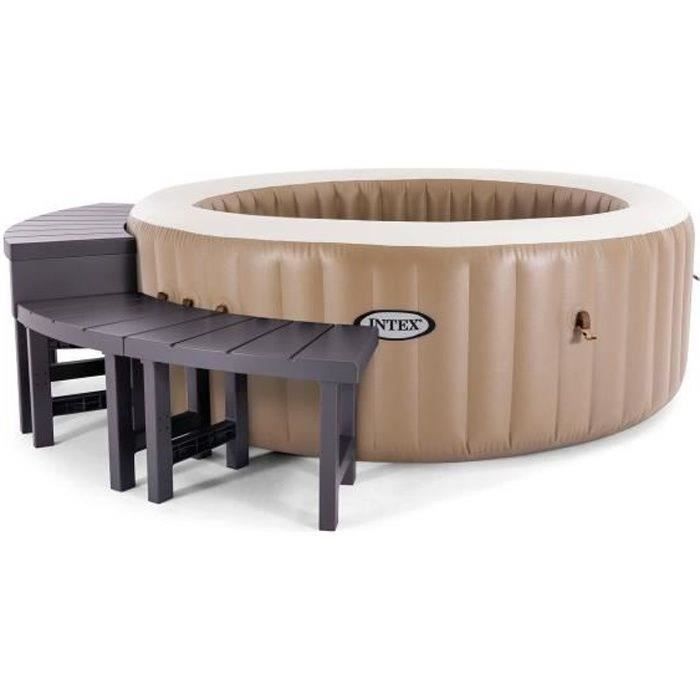 Entourage de spa 4 places rond - INTEX - 28515 - 2 pieces medium + 2 pieces hautes - LÈger et rÈsistant UV