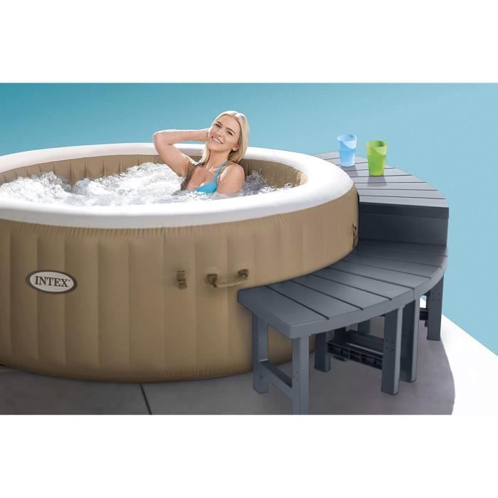 Entourage de spa 4 places rond - INTEX - 28515 - 2 pieces medium + 2 pieces hautes - LÈger et rÈsistant UV