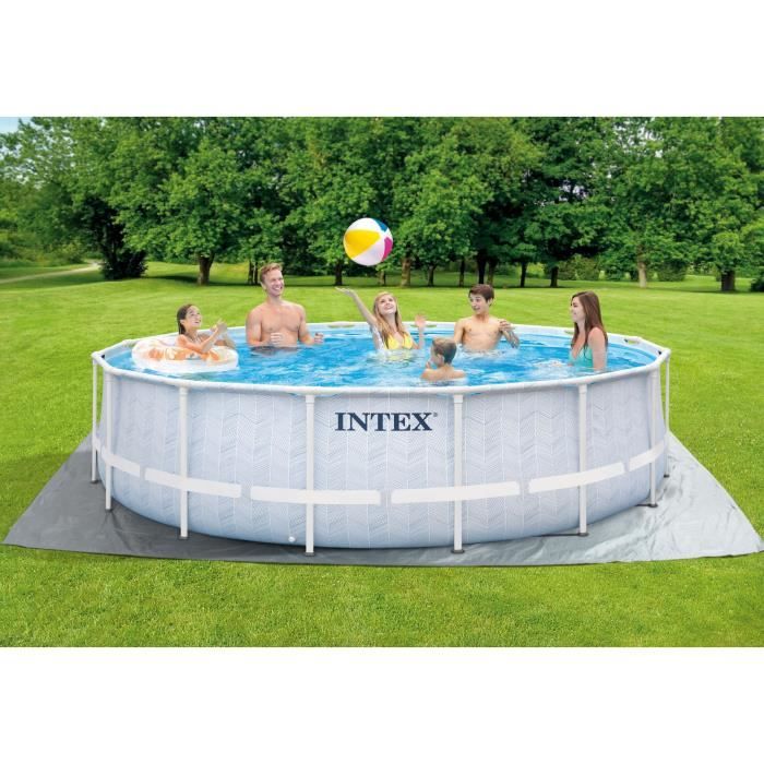 Kit Piscine hors sol tubulaire INTEX - Pris Frame - 488 x 122 cm - Ronde (Pompe, b‚che, tapis de sol et Èchelle) - 26746NP