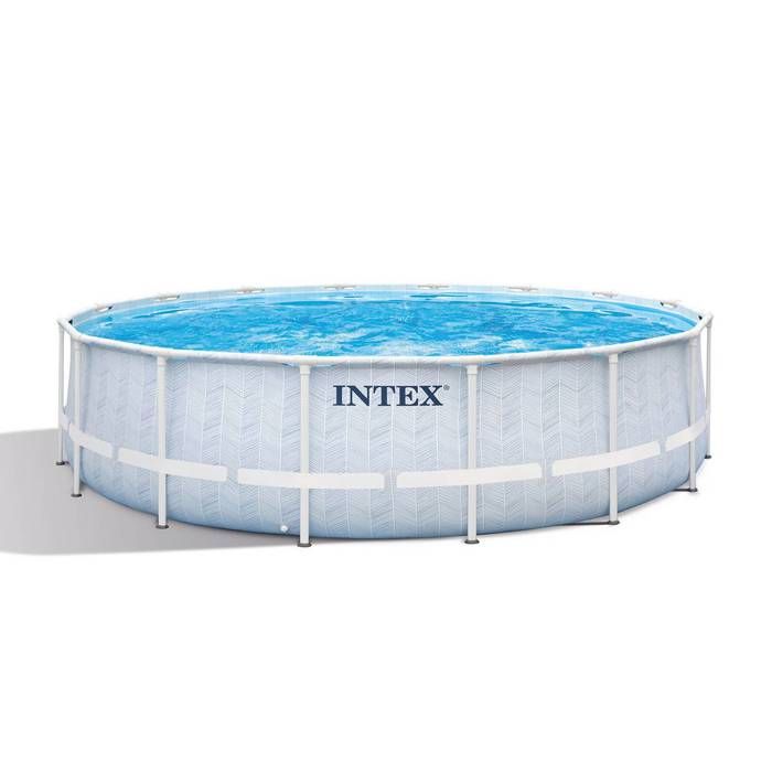 Kit Piscine hors sol tubulaire INTEX - Pris Frame - 488 x 122 cm - Ronde (Pompe, bâche, tapis de sol et échelle) - 26746NP