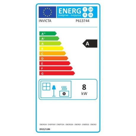 Poele a bois INVICTA Chatel - Puissance optimale: 8 kW  - Max: 12 kW- Bűches 34 cm max - Fonte - Fabriqué en France - Ecodesign